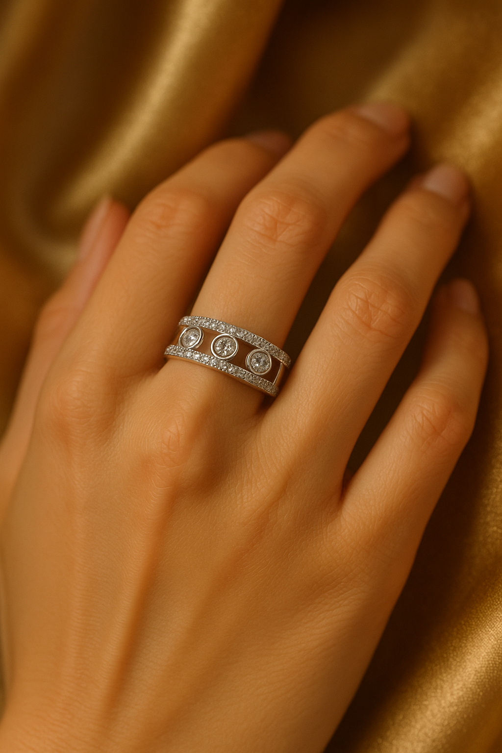 Ethereal Ring | Silver Jewelry | White Gold Zircon Band