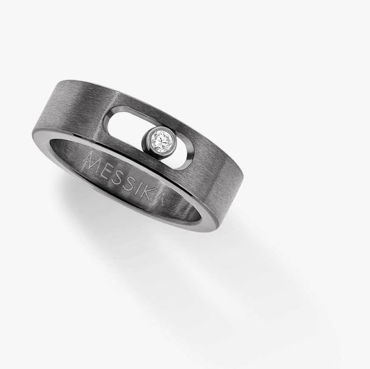Titanium & Floating diamond ring on a white background
