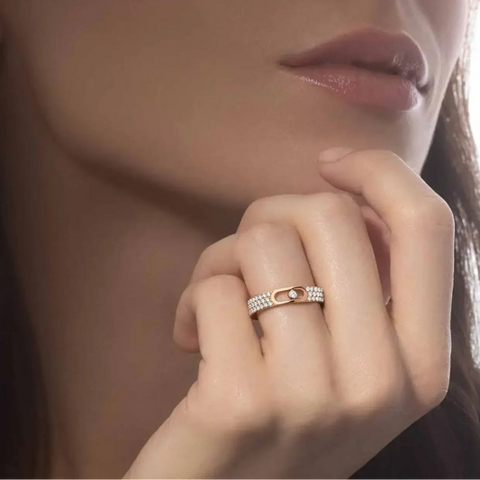 Move Joaillerie Wedding Ring | 18K Gold & Zircon Pavé