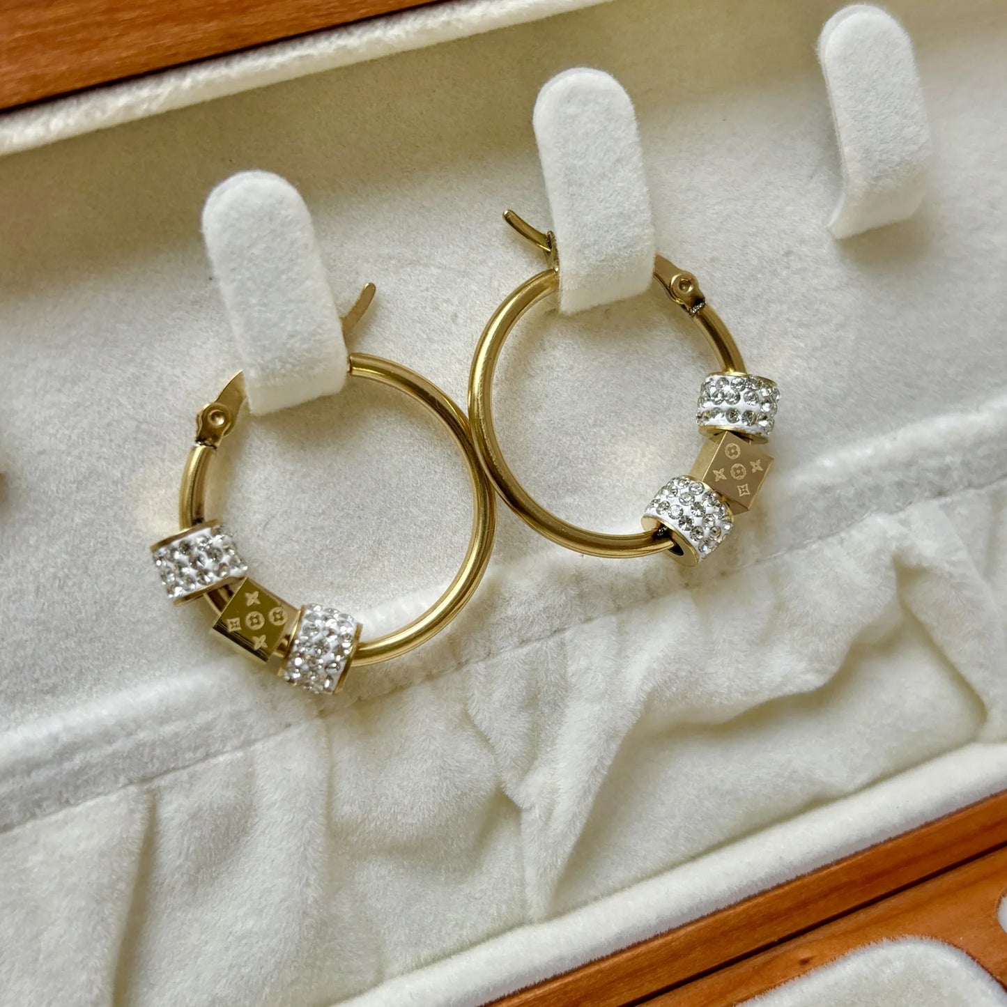 Glintora | Gold-Plated Hoops | Zircon Pavé Design