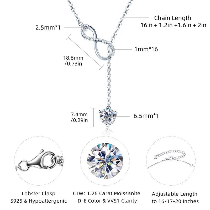Infina Necklace | 925 Silver | D-Color Moissanite Infinity