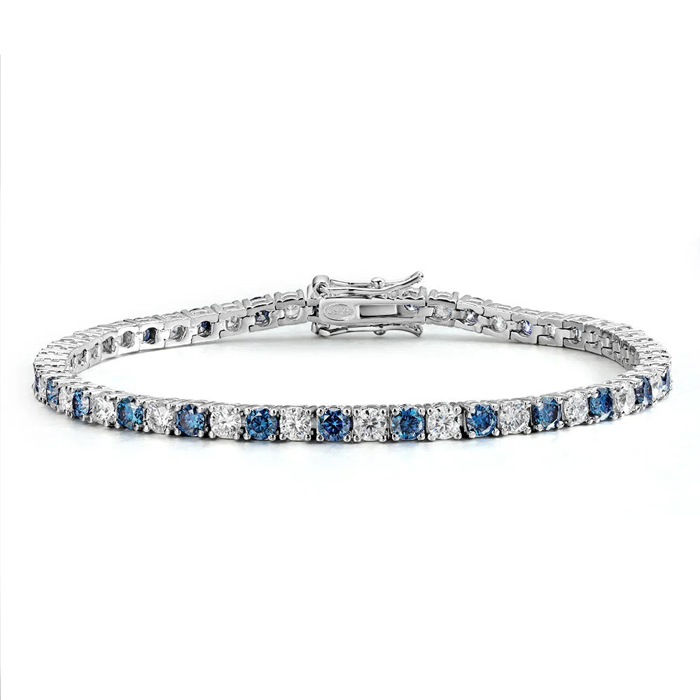 Azure Lumora | 925 Gümüş | Beyaz & Mavi Moissanite