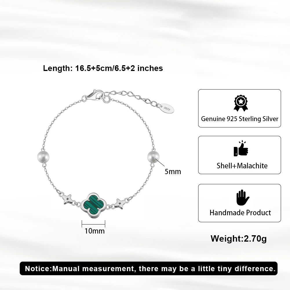 Clovéra Bracelet | Silver Malachite | Pearl Accent
