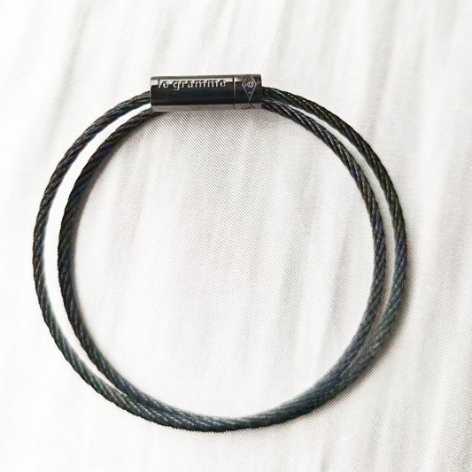 Noirvisse | Black Double-Wrap with Screw Clasp