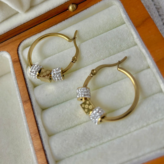 Glintora | Gold-Plated Hoops | Zircon Pavé Design