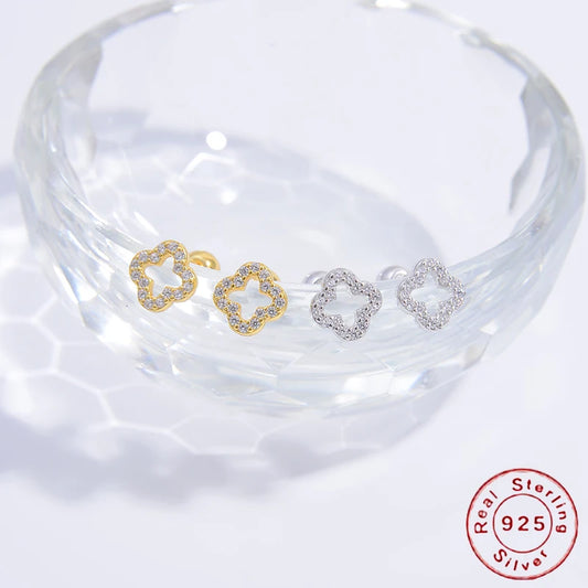 Cloveria Stud Earrings | Sterling Silver Four-Leaf Clover