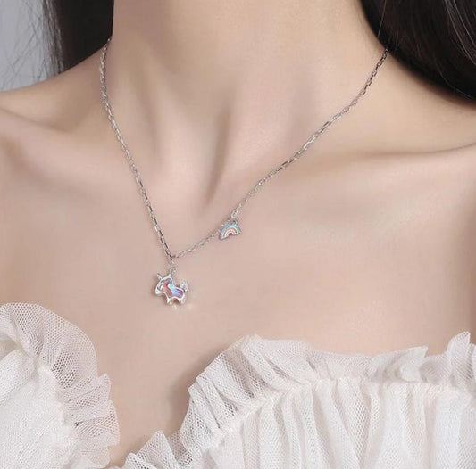 Unica Necklace | Italian Silver & Rainbow Enamel