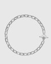 Top-down studio layout of the 18-inch solid Italian silver chunky chain necklace, highlighting the 11mm pillow-shaped alternating smooth and cabled links.