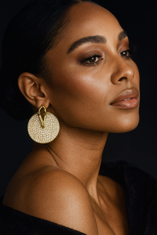 RIVERA Earrings | Antique Gold Jewelry | Round Zircon Design