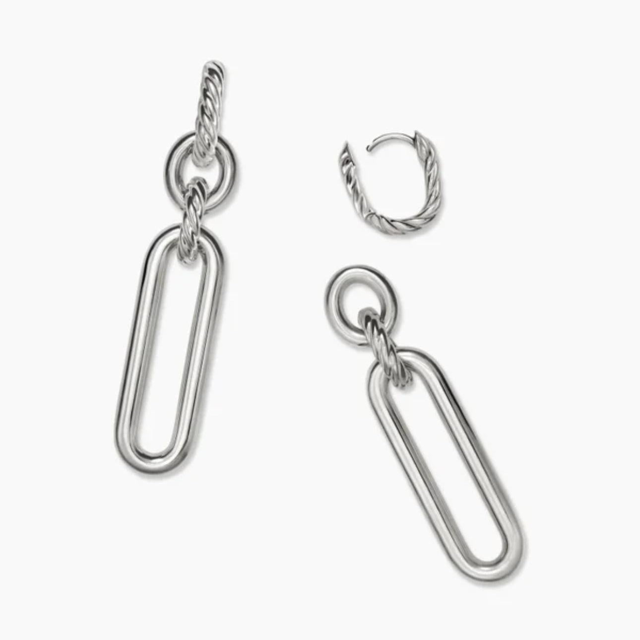 Pair of LEXINGTON DOUBLE LINK DROP EARRINGS on a white background