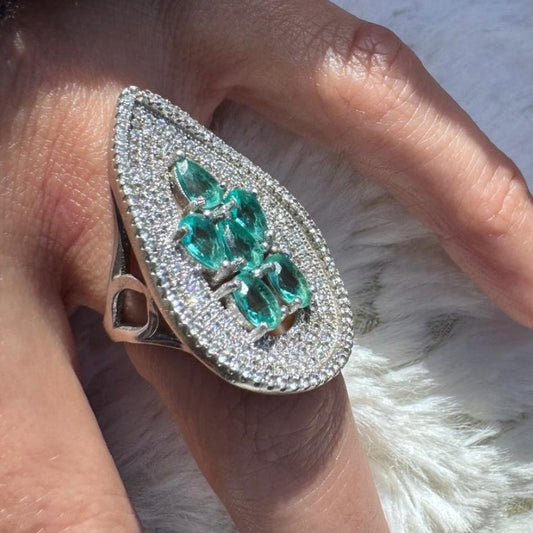 Statement Sculpted Ring | Natural Aquamarine Cluster