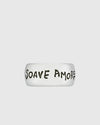 Aerion Soave Amore solid 925 Italian silver dual-band ring set with gothic lettering and romantic engravings.