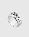 Aerion Soave Amore solid 925 Italian silver dual-band ring set with gothic lettering and romantic engravings.