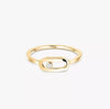Gold Move Uno ring with a diamond on a white background