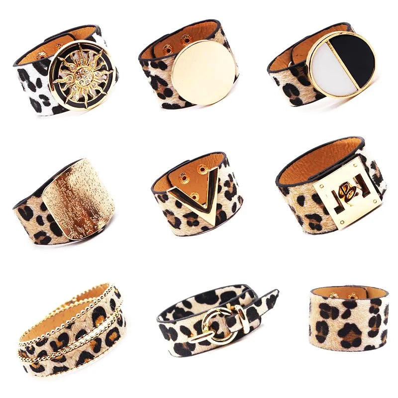 SAVERRA Wrap Bracelet | Leather Jewelry | Leopard V Design