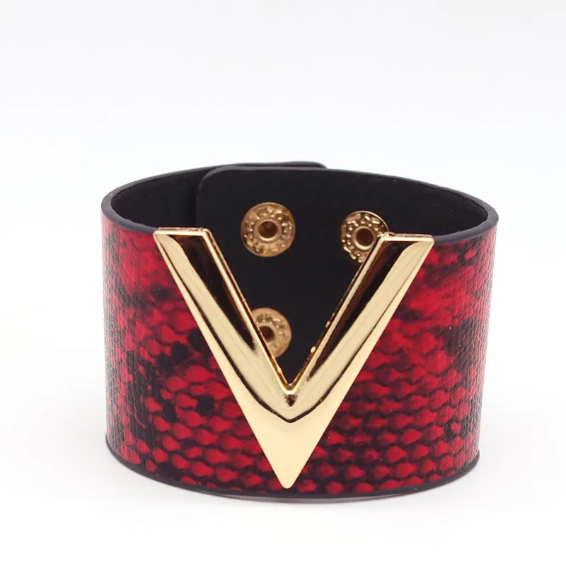 SAVERRA Wrap Bracelet | Leather Jewelry | Leopard V Design