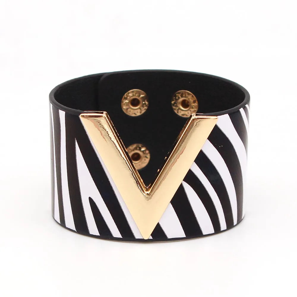 SAVERRA Wrap Bracelet | Leather Jewelry | Leopard V Design