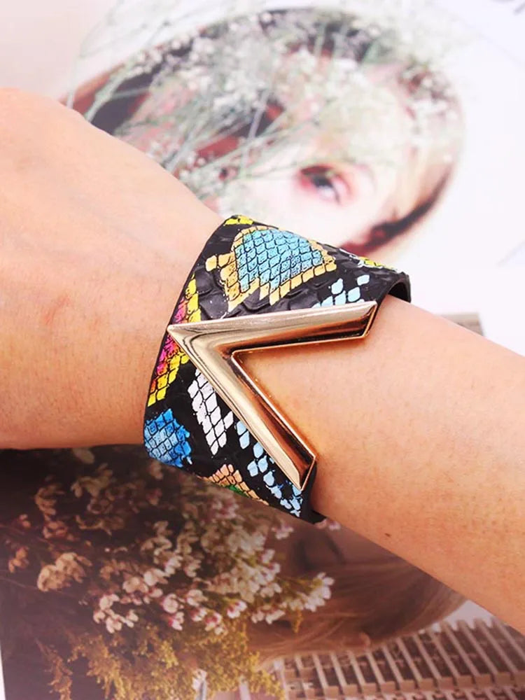 SAVERRA Wrap Bracelet | Leather Jewelry | Leopard V Design