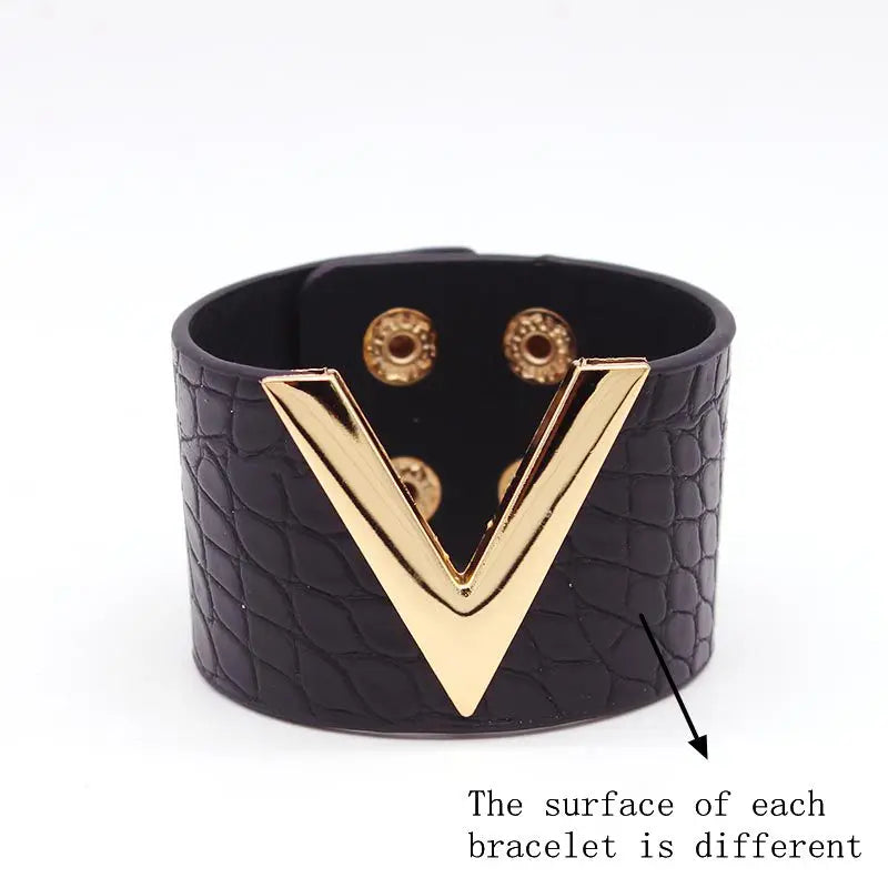 SAVERRA Wrap Bracelet | Leather Jewelry | Leopard V Design