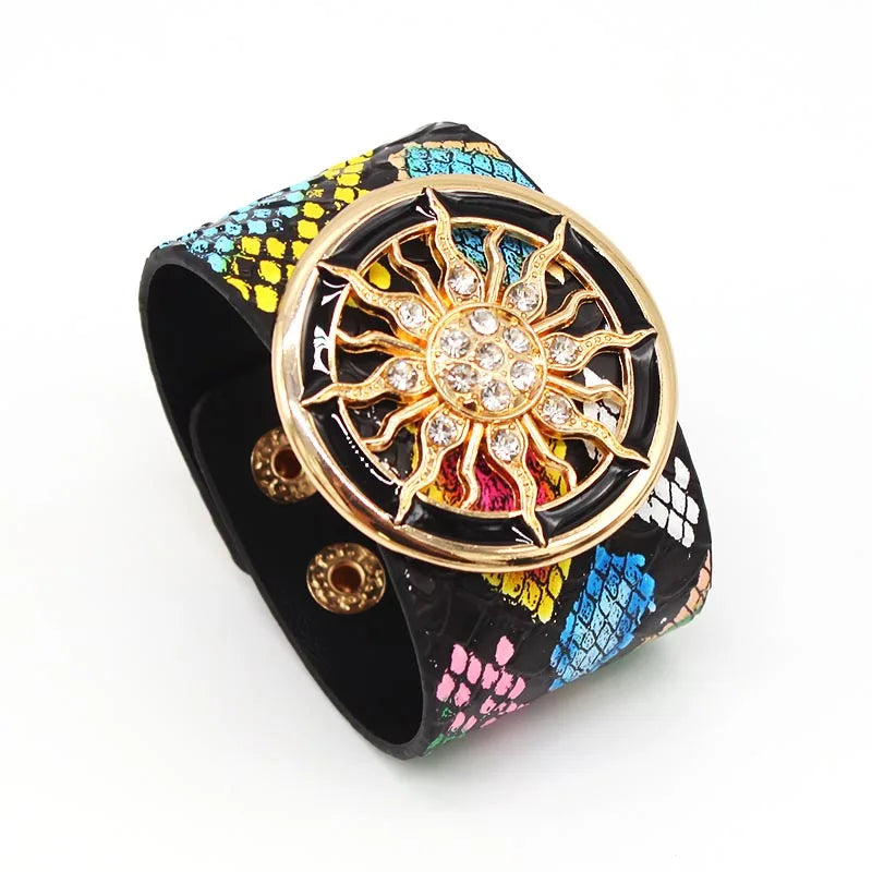 SAVERRA Wrap Bracelet | Leather Jewelry | Leopard V Design