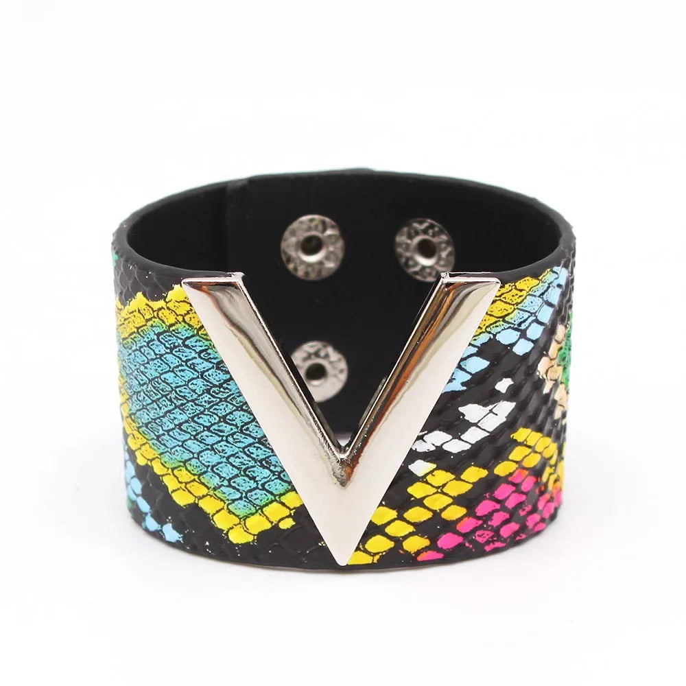 SAVERRA Wrap Bracelet | Leather Jewelry | Leopard V Design
