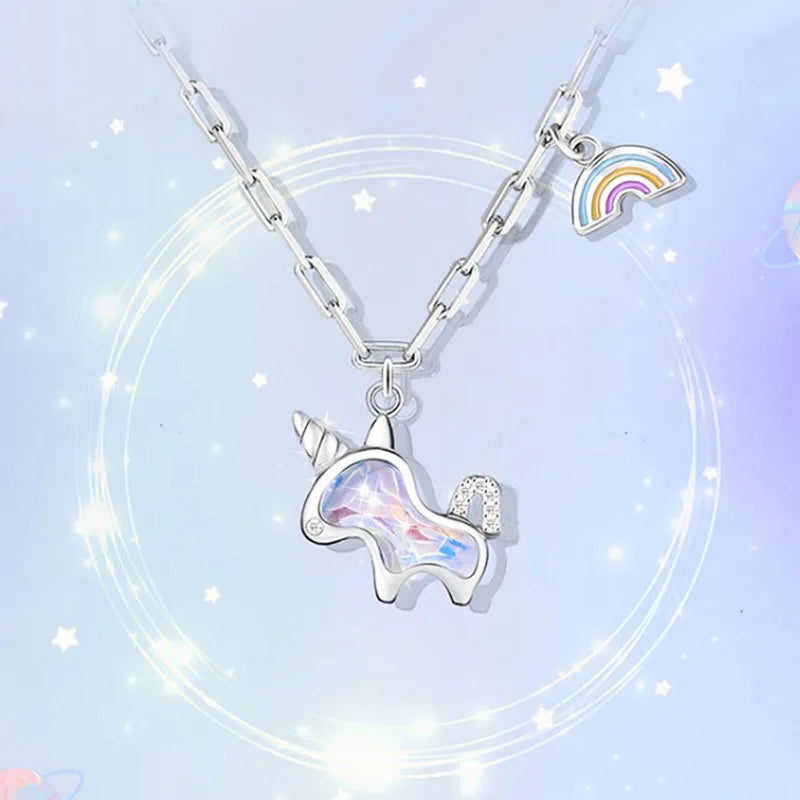 Silver Unicorn Necklace | Zircon Charm