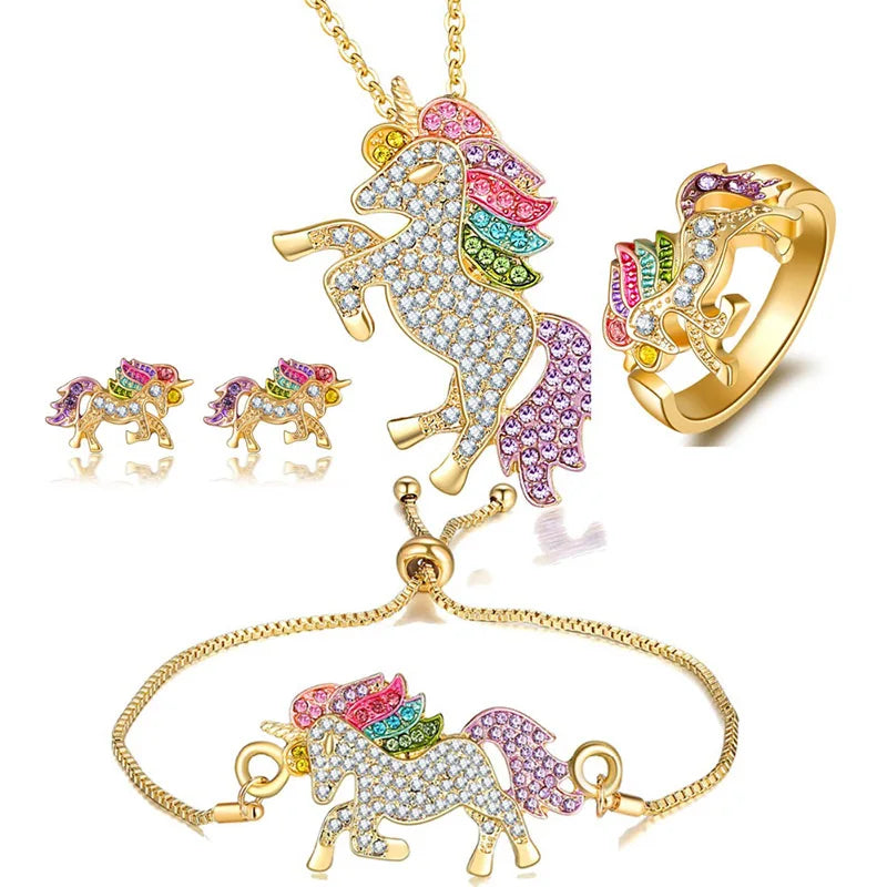 Arcadia Jewelry Set | Unicorn & Rainbow 4-Piece
