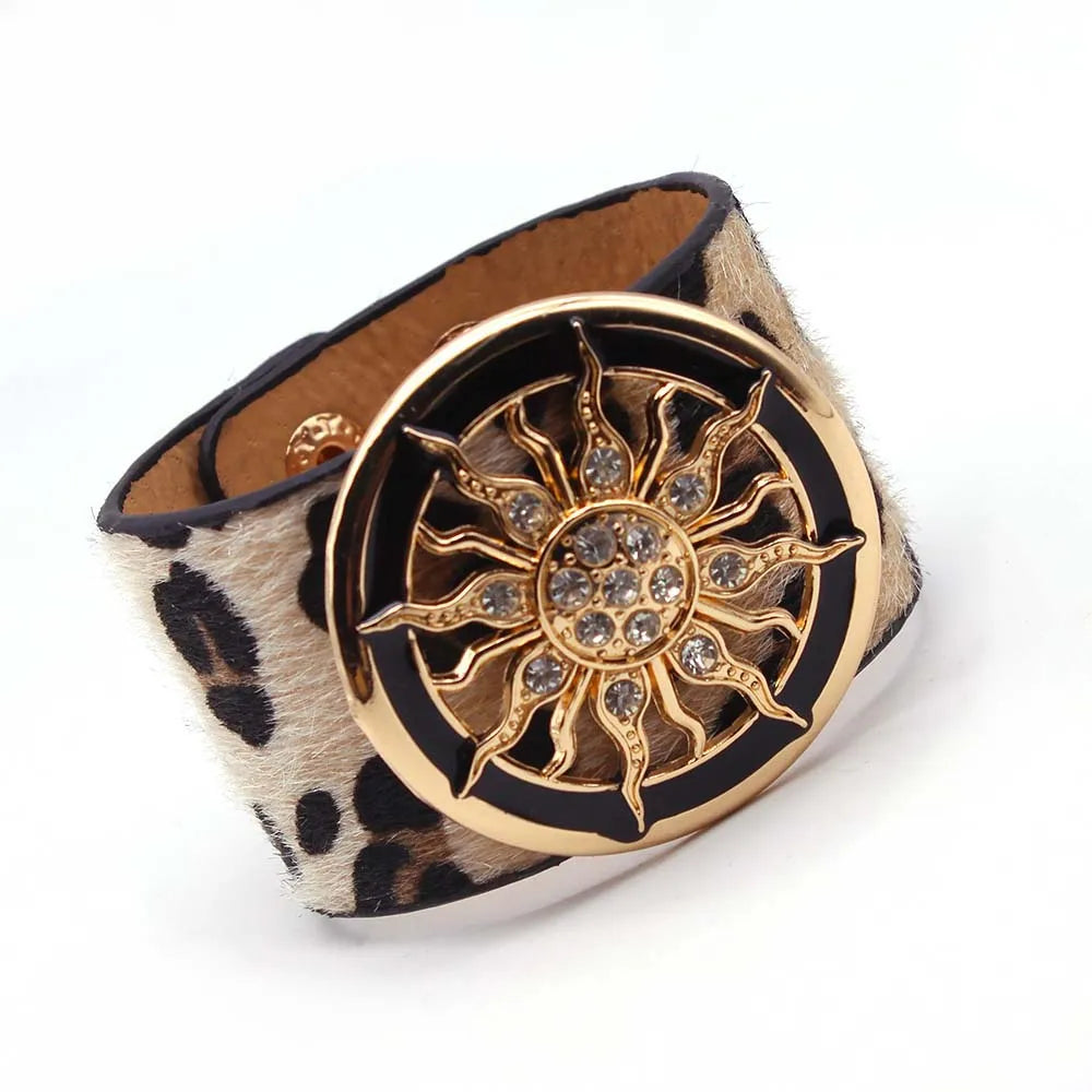 SAVERRA Wrap Bracelet | Leather Jewelry | Leopard V Design