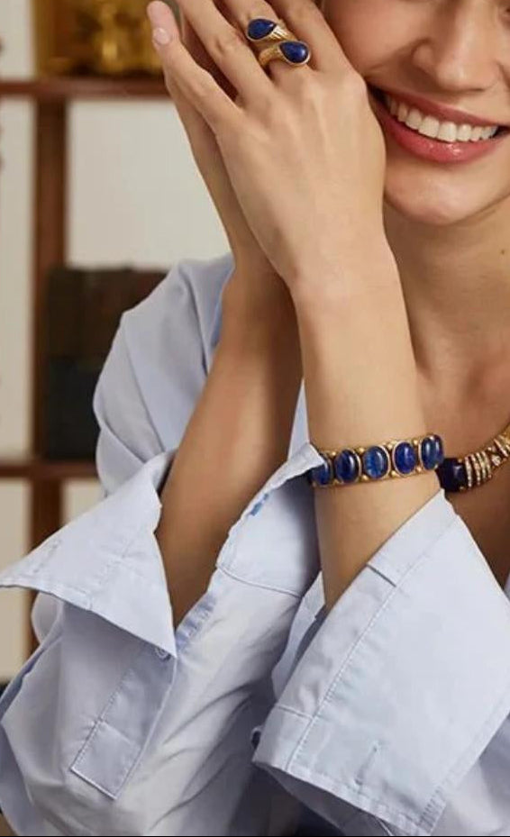 OPALYRA Bracelet — Gilded Blue Statement Art