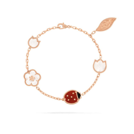 Rosalia Bracelet | Enamel Ladybug in 18K Rose Gold PVD Silver