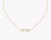 Gold necklace with small diamonds on a white background