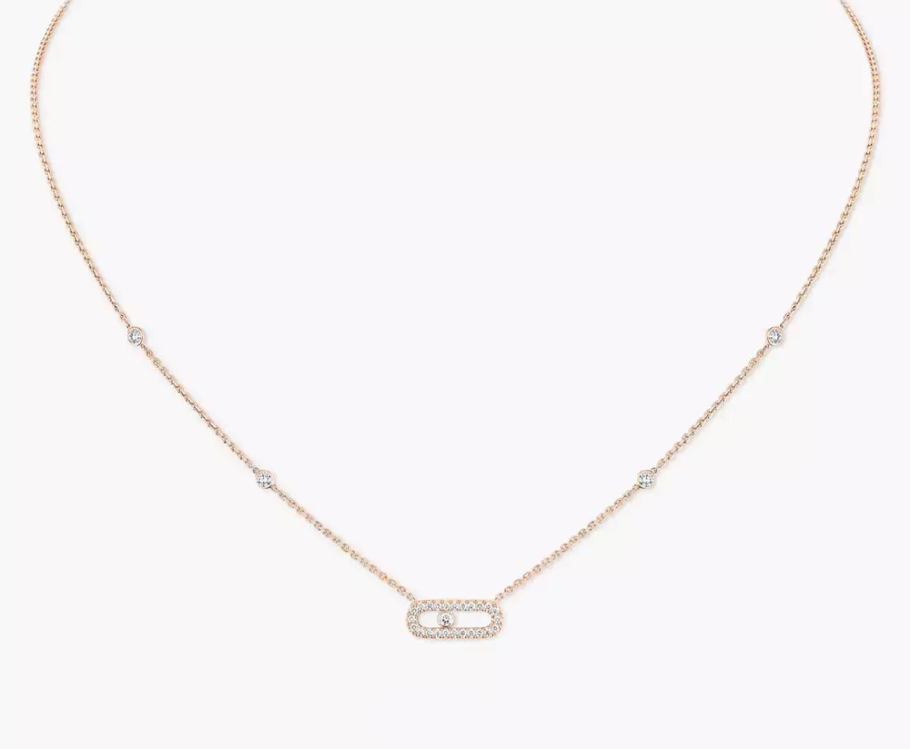 rose Gold necklace with a small pendant on a white background