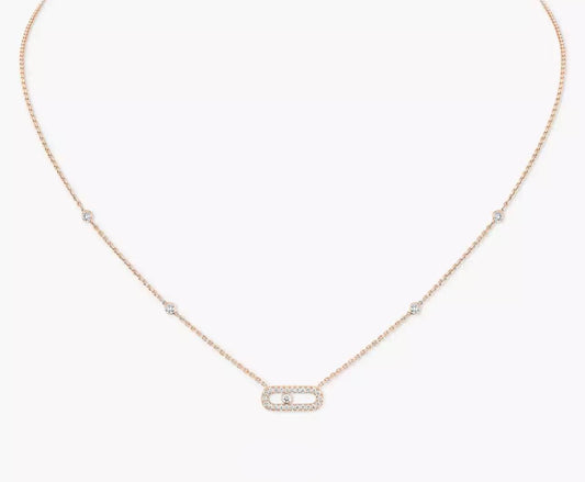 rose Gold necklace with a small pendant on a white background