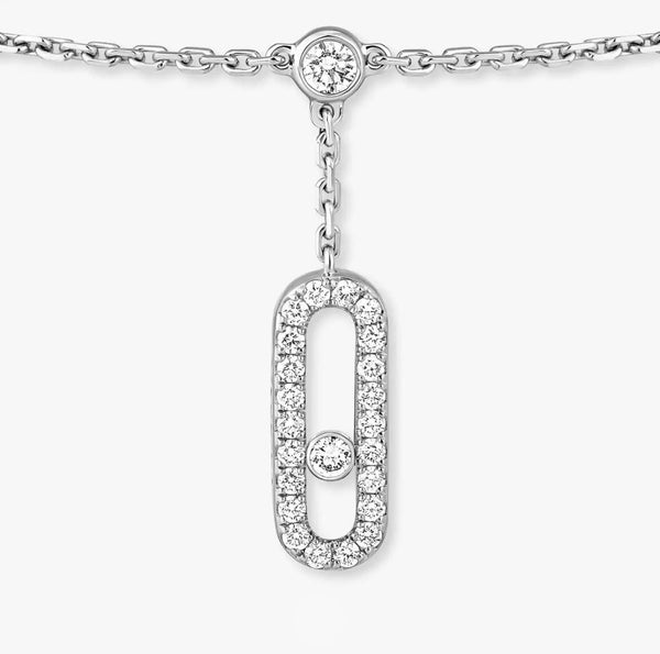 Silver necklace with a unique pendant on a white background