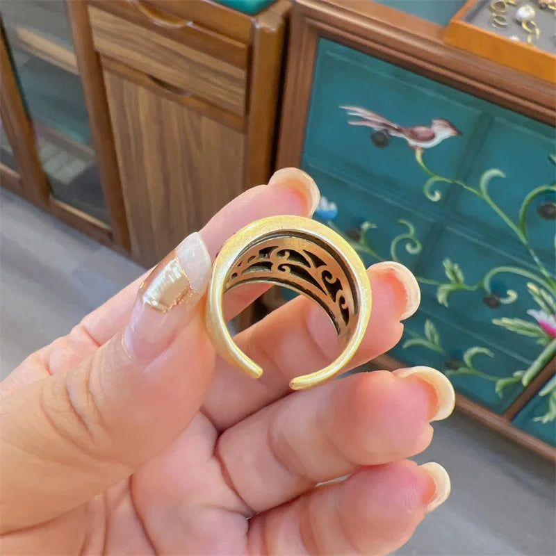 Astrarouge Ring | Gold-Plated Jewelry | Crimson Enamel Stars