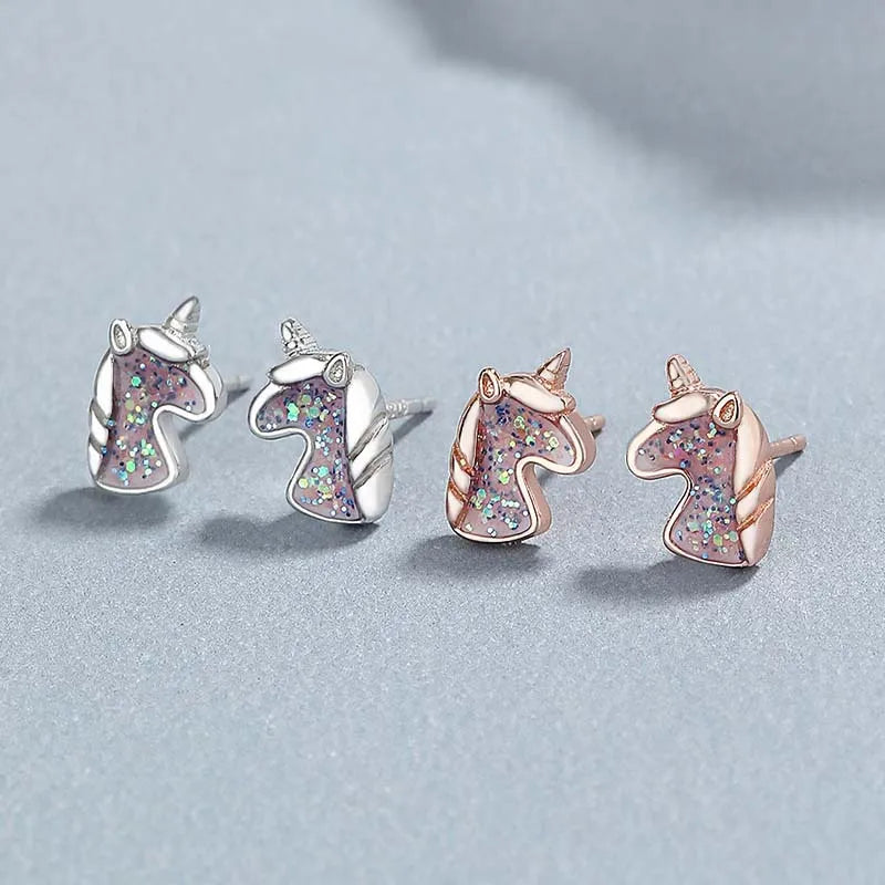 Lunaria Earrings | Sterling Silver Unicorn Studs