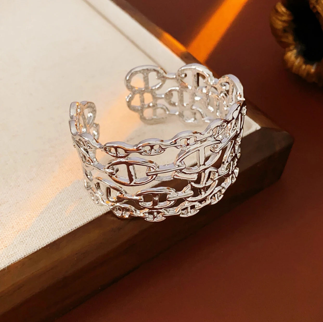 Aurévia | 925 Silver | Wide Link Chain Cuff