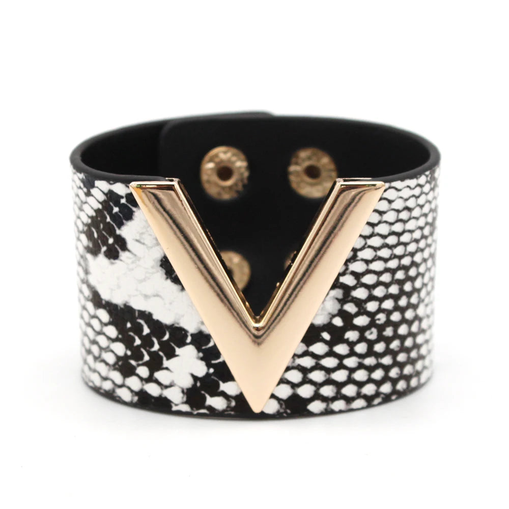SAVERRA Wrap Bracelet | Leather Jewelry | Leopard V Design