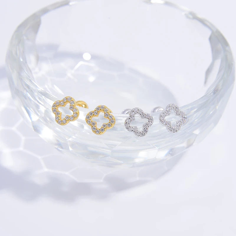 Cloveria Stud Earrings | Sterling Silver Four-Leaf Clover