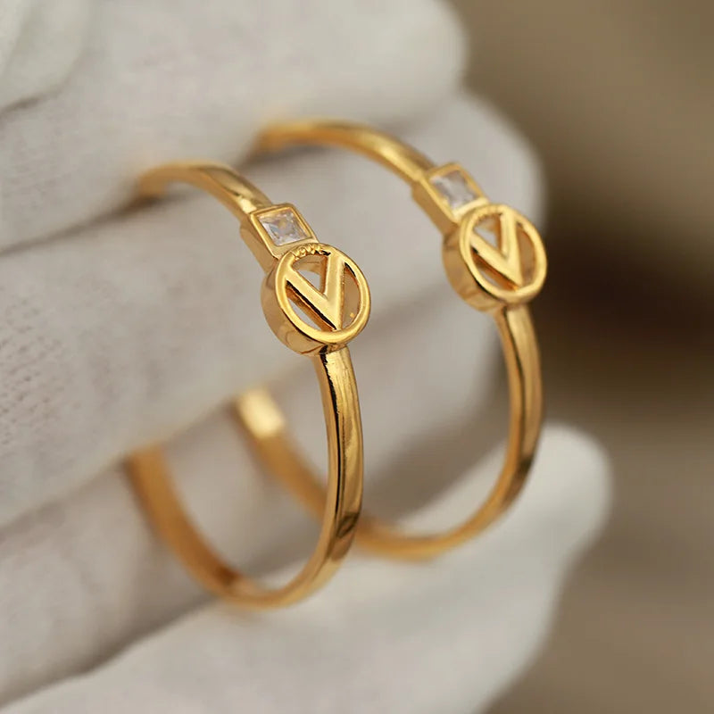 VELUNA Earrings | Gold Jewelry | Letter V Stud Design