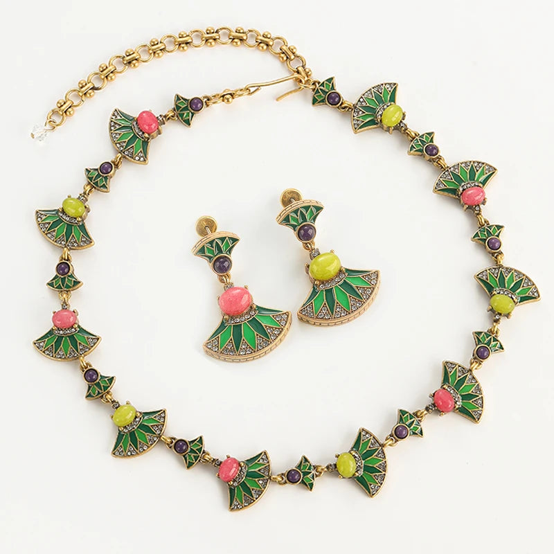 Fanoura Jewelry Set | 24K Gold Plated | Baroque Pearls & Agate