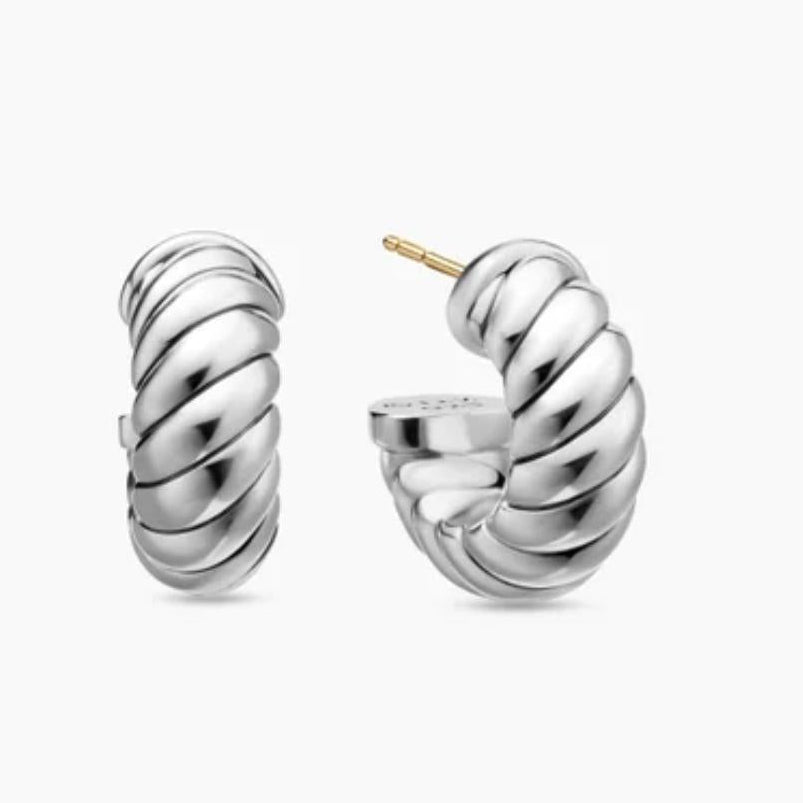 SCULPTED CABLE SHRIMP EARRINGS
Sterling Silver, 20.5mm on a white background