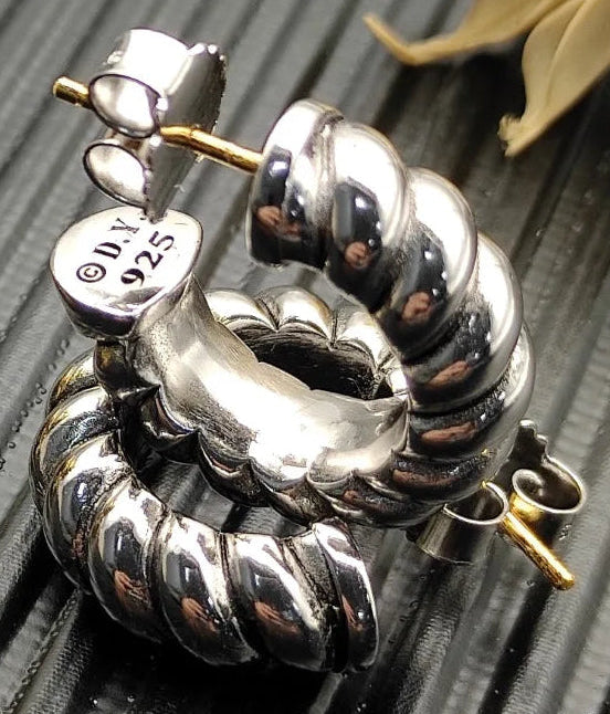 Silver snake-shaped earring on a textured black background