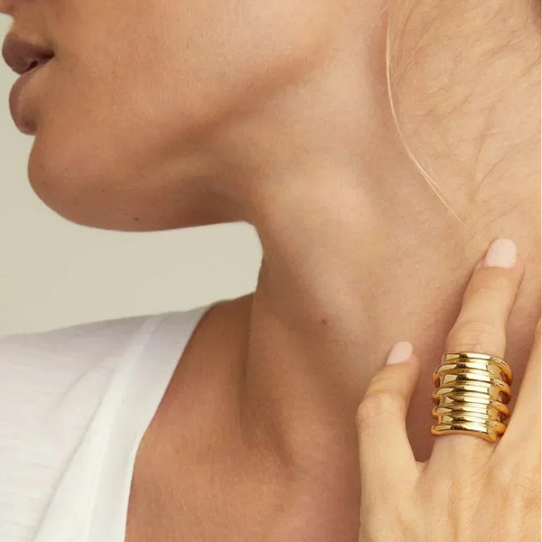 Sculpted Multi-Band Ring, 14K Gold