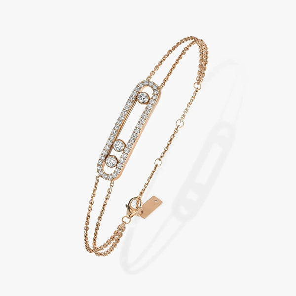 A luxury Move Uno bracelet  with a zircon centerpiece presented on a white background.