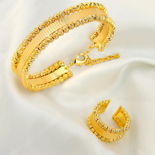 Arabesque Glow | 21K Gold-Plated | Cuff Set