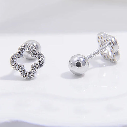 Cloveria Earrings | 925 Silver & Pavé Clover Design