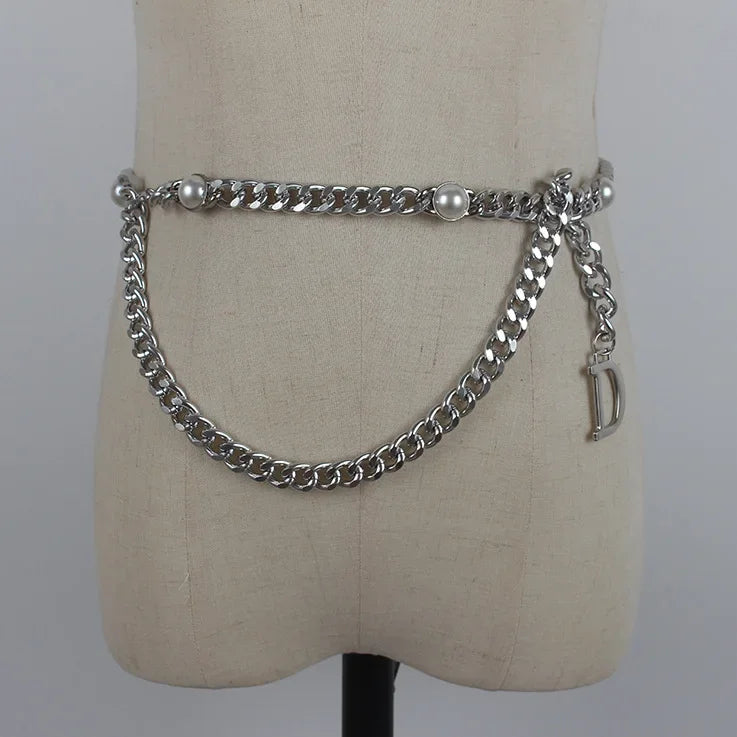 Déloria | Pearl & Chain Statement Belt