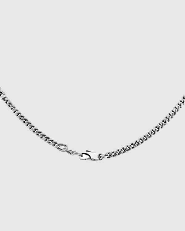 Aerion Monogram 925 silver Tag Necklace, features a sleek rectangular pendant inlaid with deep black enamel.