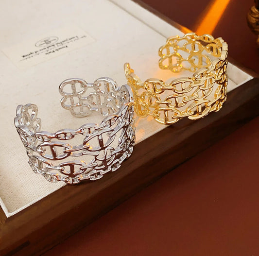 Aurévia | 925 Silver | Wide Link Chain Cuff